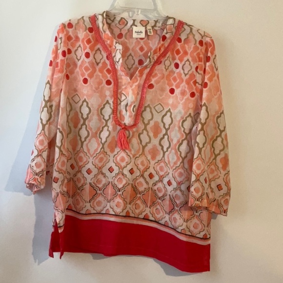 Rafaella Top - Blouse - Tunic LP Polyester Tangerine, Peach, Beige 3/4 Sleeves - Picture 2 of 10
